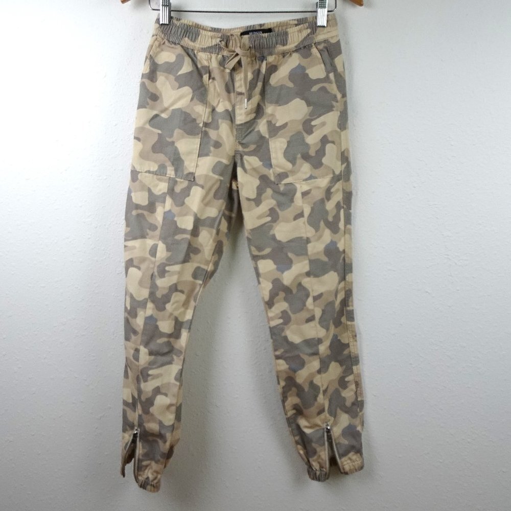 Hudson Jeans Utility Camo Jogger Pants Women's Size XS Beige Elastic Waist